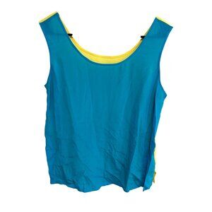 Diane Gilman Blue and Yellow Sleeveless Silk Top SZ Medium